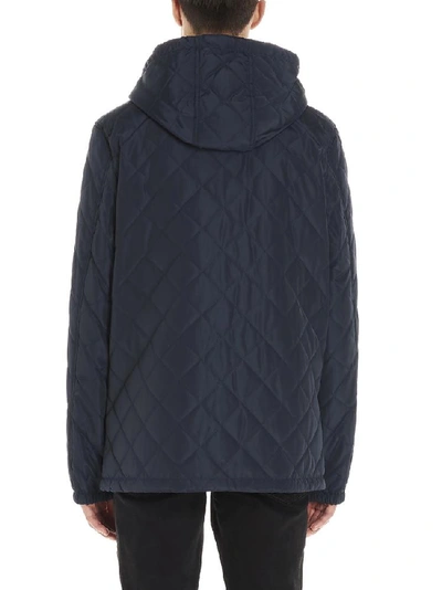 Shop Kenzo Logo Printed Reversible Hooded Jacket In Navy