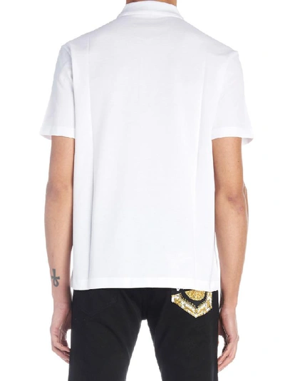 Shop Versace Medusa Embroidered Polo Shirt In White