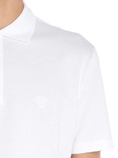 Shop Versace Medusa Embroidered Polo Shirt In White
