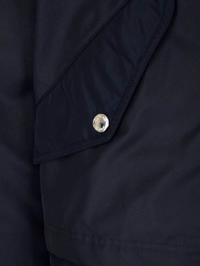 Shop Burberry Hooded Logo Jacket In Blue