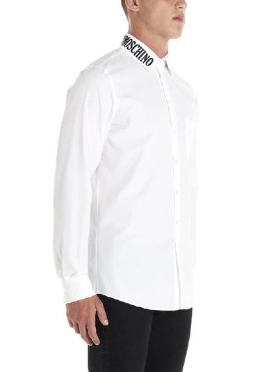 Shop Moschino Logo Embroidered Shirt In White