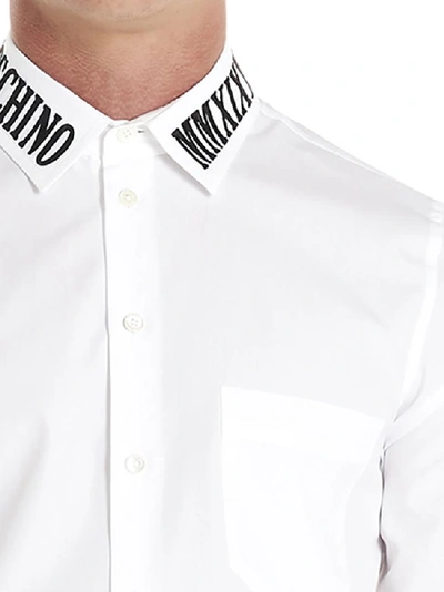 Shop Moschino Logo Embroidered Shirt In White