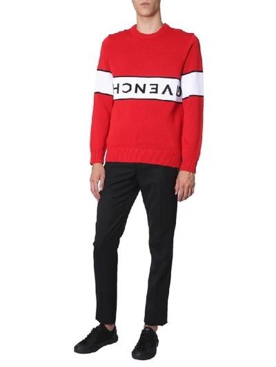 Shop Givenchy Logo Knitted Pullover In Red