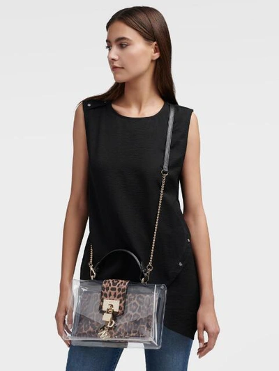 Shop Donna Karan Elissa Clear Flap Bag In Leopard