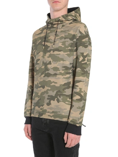 Shop Balmain Camouflage Printed Hoodie In Multi