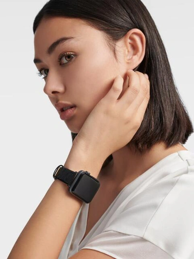 Shop Donna Karan Dkny Unisex Apple Watch Debossed Logo Leather Strap -