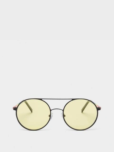 Shop Donna Karan Round Retro Frame Sunglasses In Grey