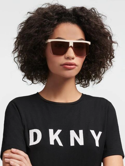 Shop Donna Karan Square Sunglasses With Tonal Lenses In Black