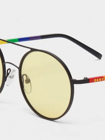 Shop Donna Karan Round Retro Frame Sunglasses In No Color