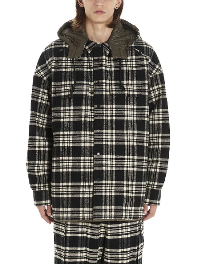 Shop Juun.j Checkered Hooded Reversible Shirt Jacket In Multi