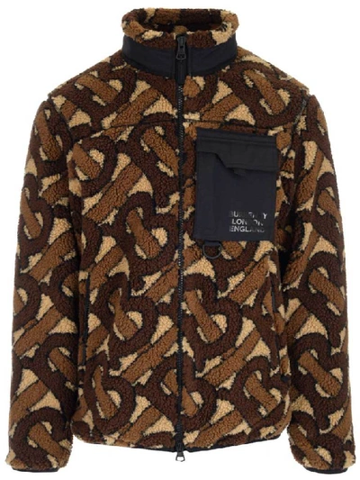 Burberry Southmead Monogram Fleece Jacket In Brown