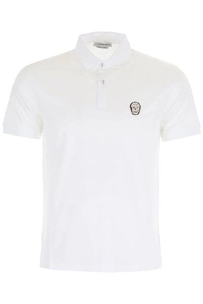 Shop Alexander Mcqueen Skull Patch Polo Shirt In White