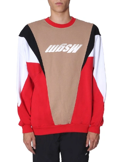 Shop Msgm Colour Block Logo Print Sweater In Multi