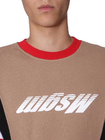 Shop Msgm Colour Block Logo Print Sweater In Multi