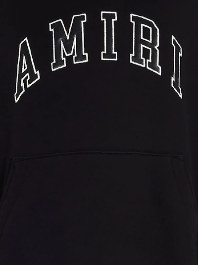 Shop Amiri Logo Embroidered Hoodie In Black