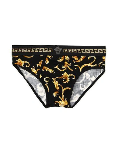 Shop Versace Baroque Print Briefs In Multi