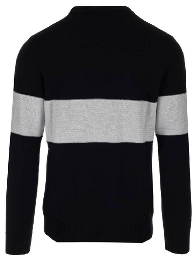 Shop Givenchy Contrast Stripe Logo Sweater In Black