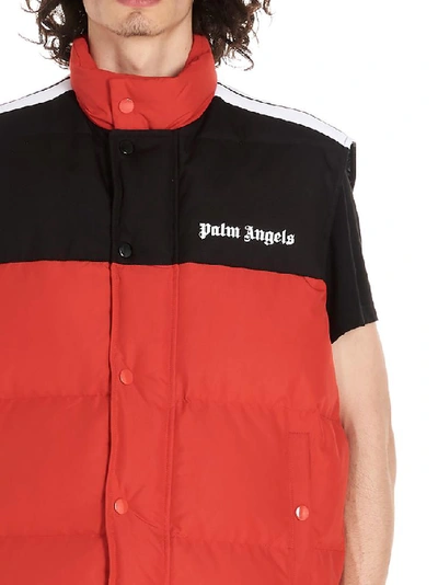 Shop Palm Angels Contrasting Panelled Logo Printed Gilet In Multi