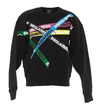 Shop Dsquared2 Logo Tape Print Sweater In Black