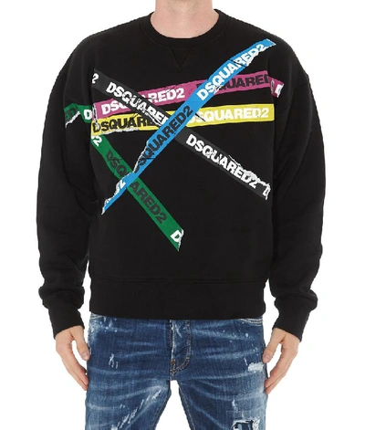 Shop Dsquared2 Logo Tape Print Sweater In Black