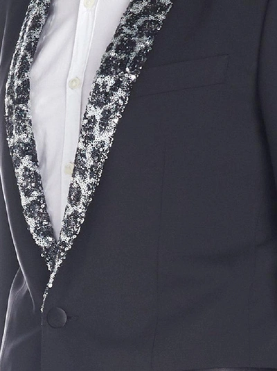 Shop Dolce & Gabbana Sequinned Revere Jacket In Black
