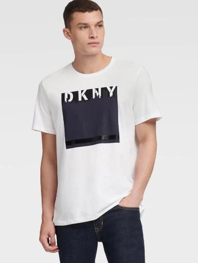 Shop Donna Karan Dkny Men's Box Graphic Dkny Logo Tee - In Standard White