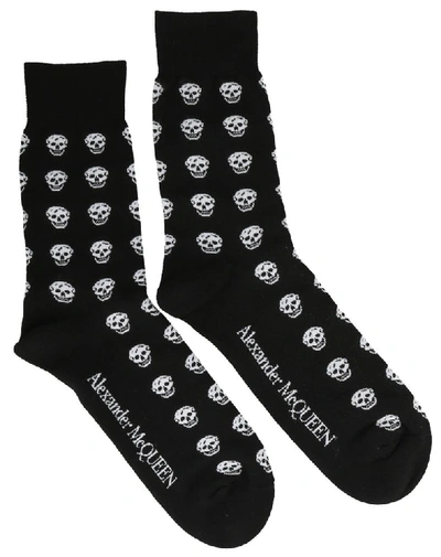 Shop Alexander Mcqueen All Over Skull Socks In Black