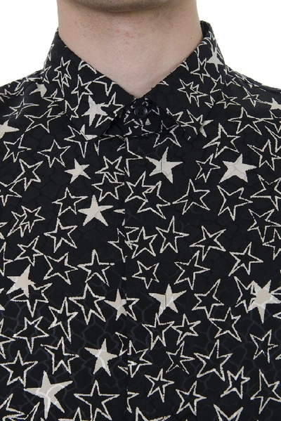 Shop Saint Laurent Star Printed Slim Fit Shirt In Black