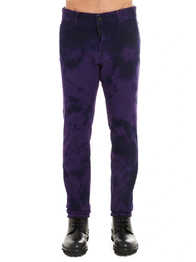 Shop Dsquared2 Tie Dye Slim Fit Jeans In Purple