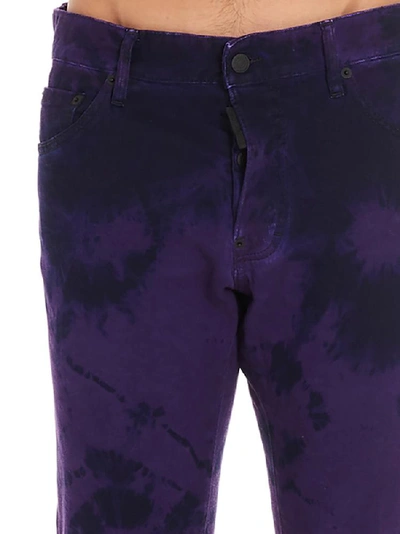 Shop Dsquared2 Tie Dye Slim Fit Jeans In Purple