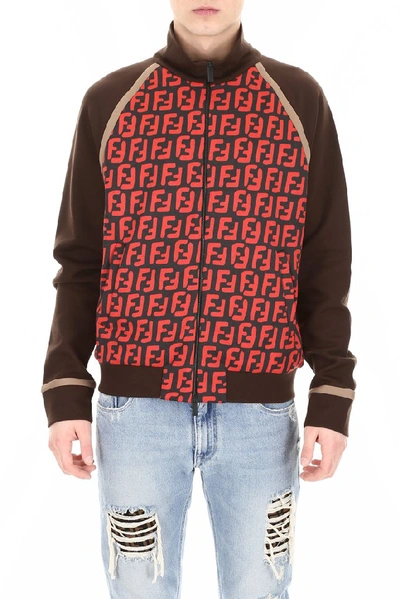 Shop Fendi Ff Monogram Zipped Jacket In Multi