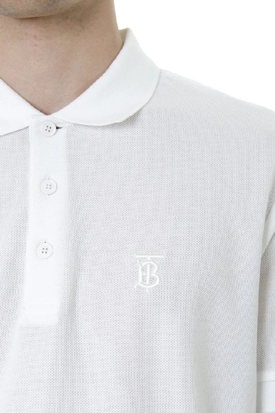 Shop Burberry Logo Embroidered Polo Shirt In White