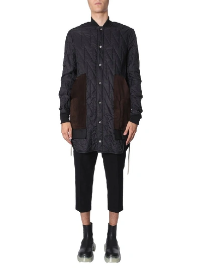 Shop Rick Owens Quilted Long Coat In Black