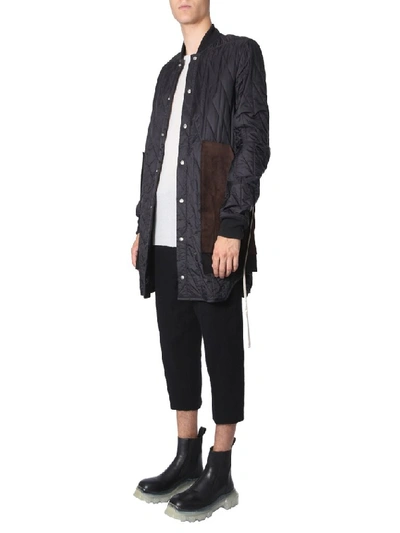 Shop Rick Owens Quilted Long Coat In Black