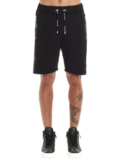 Shop Balmain Logo Trim Track Shorts In Black