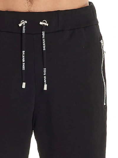 Shop Balmain Logo Trim Track Shorts In Black