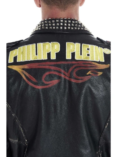 Shop Philipp Plein Studded Tartan Insert Logo Jacket In Black