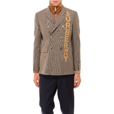 Shop Burberry Slim Fit Logo Print Tailored Jacket In Multi
