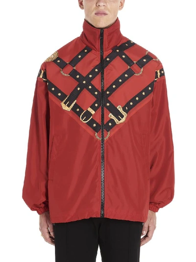 Shop Versace Graphic Printed Jacket In Red