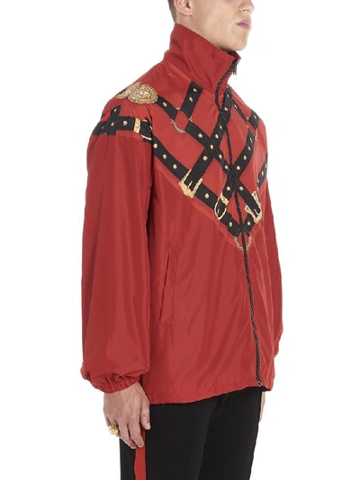 Shop Versace Graphic Printed Jacket In Red