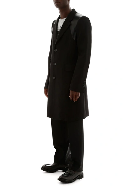 Shop Alexander Mcqueen Harness Buckled Single Breasted Coat In Black