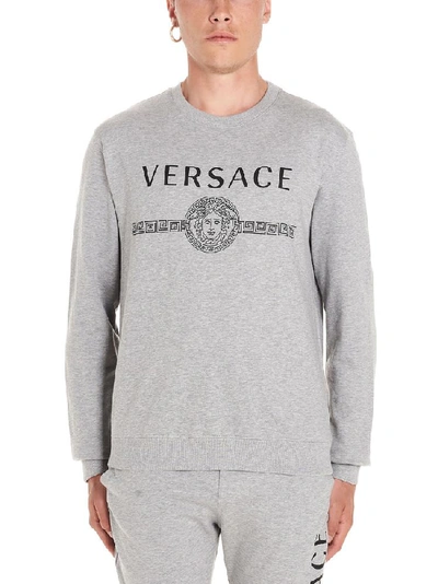 Shop Versace Logo Sweatshirt In Grey