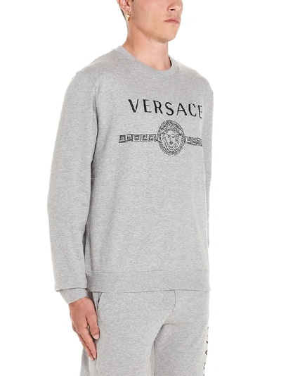 Shop Versace Logo Sweatshirt In Grey