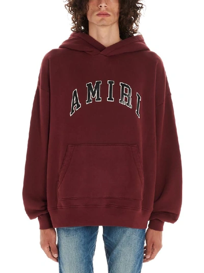 Shop Amiri Logo Embroidered Hoodie In Red