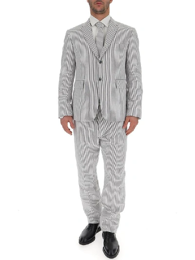 Shop Thom Browne Striped Suit With Tie In Grey