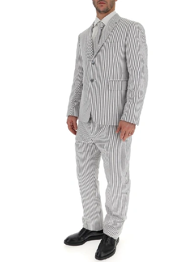 Shop Thom Browne Striped Suit With Tie In Grey