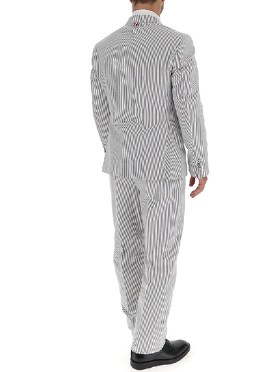 Shop Thom Browne Striped Suit With Tie In Grey