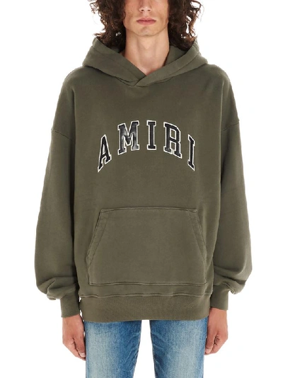Shop Amiri Logo Embroidered Hoodie In Green