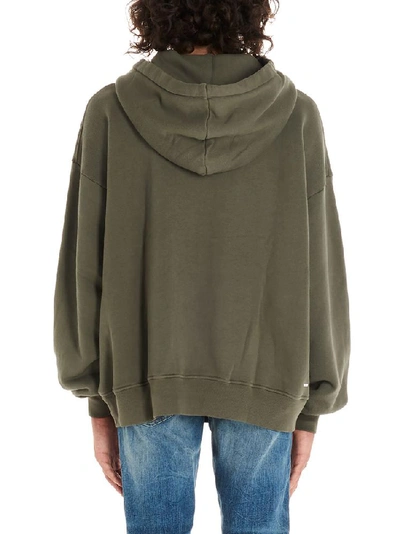 Shop Amiri Logo Embroidered Hoodie In Green