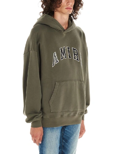 Shop Amiri Logo Embroidered Hoodie In Green